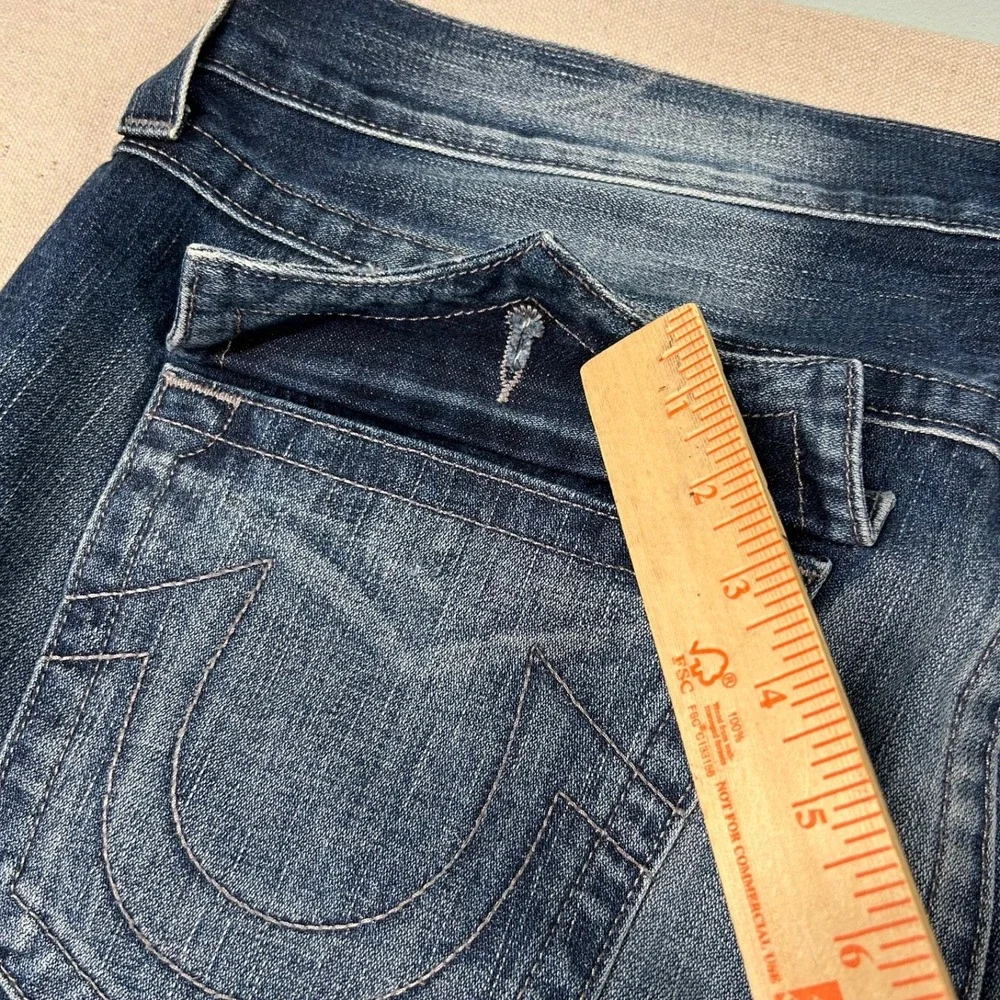 True Religion Ricky Jeans Mens 38 (fits 39x34) Relaxed Straight Flaps Embossed
